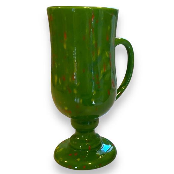 Vintage 70s Handmade Ceramic Psychedelic Green Yellow Orange Irish Coffee Mug - Picture 10 of 16